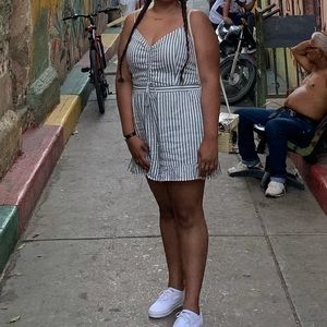 Striped short romper